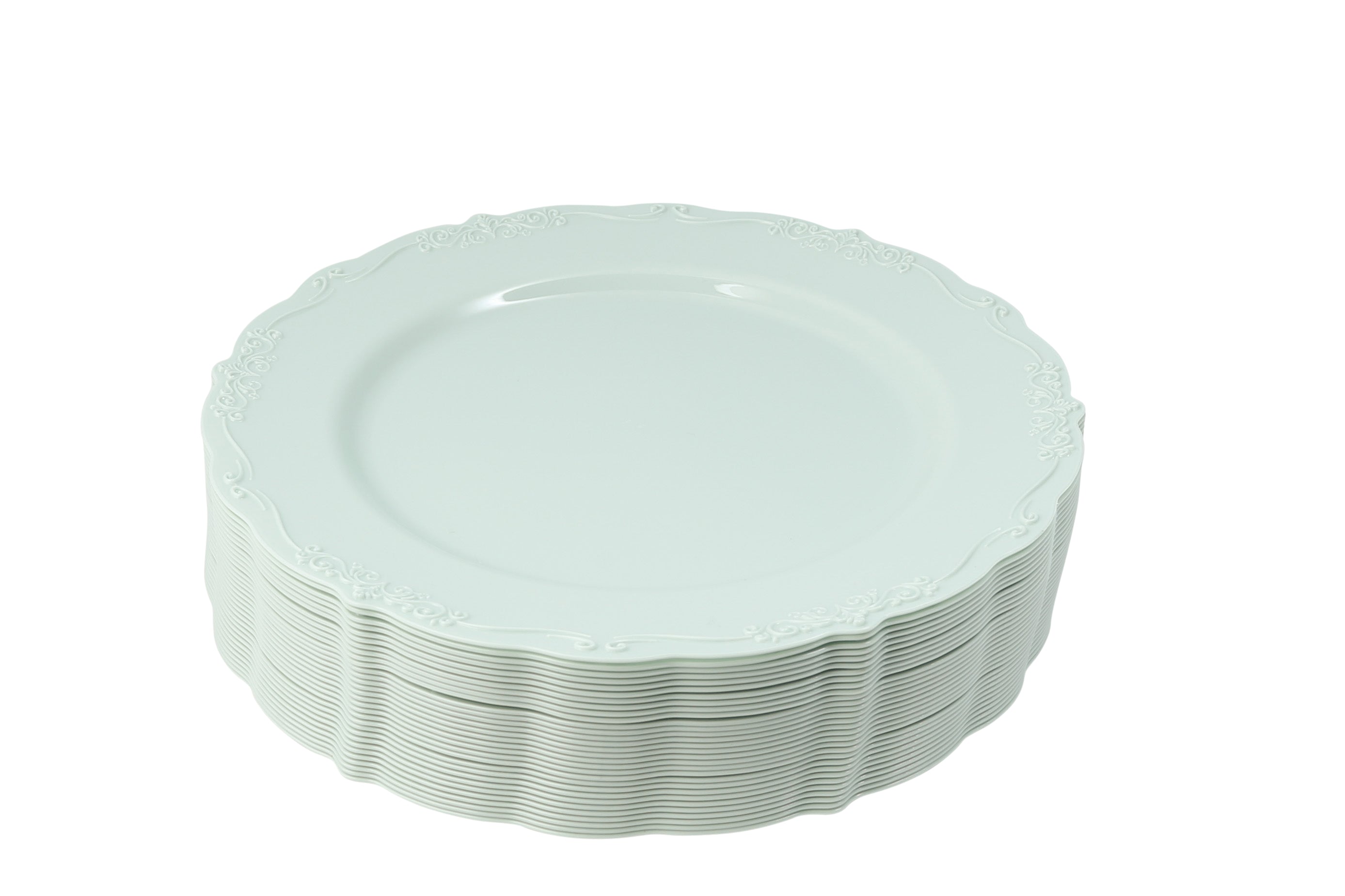 Green Round Plastic Plates - Vintage