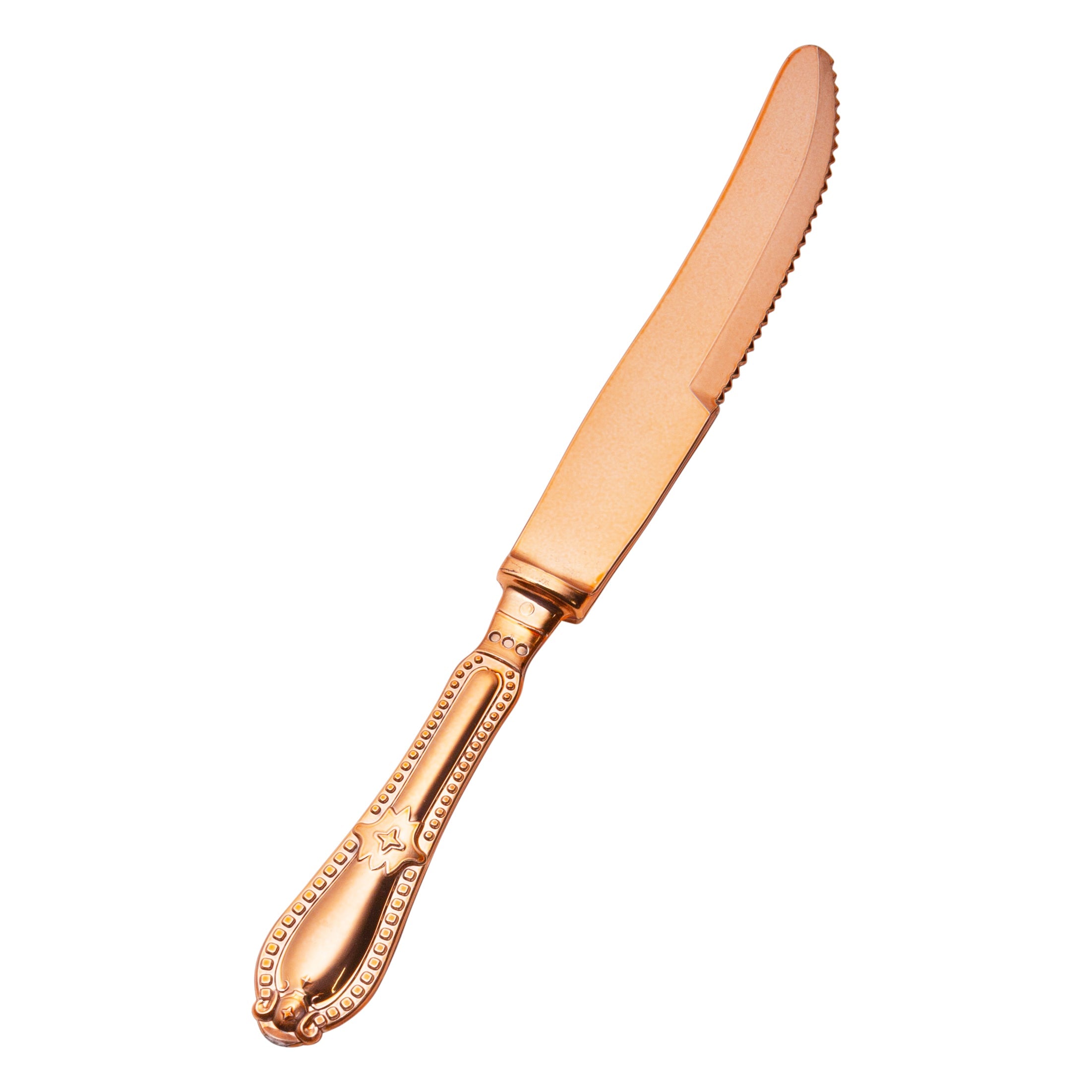 Disposable Shiny Metallic Rose Gold Flatware - Baroque