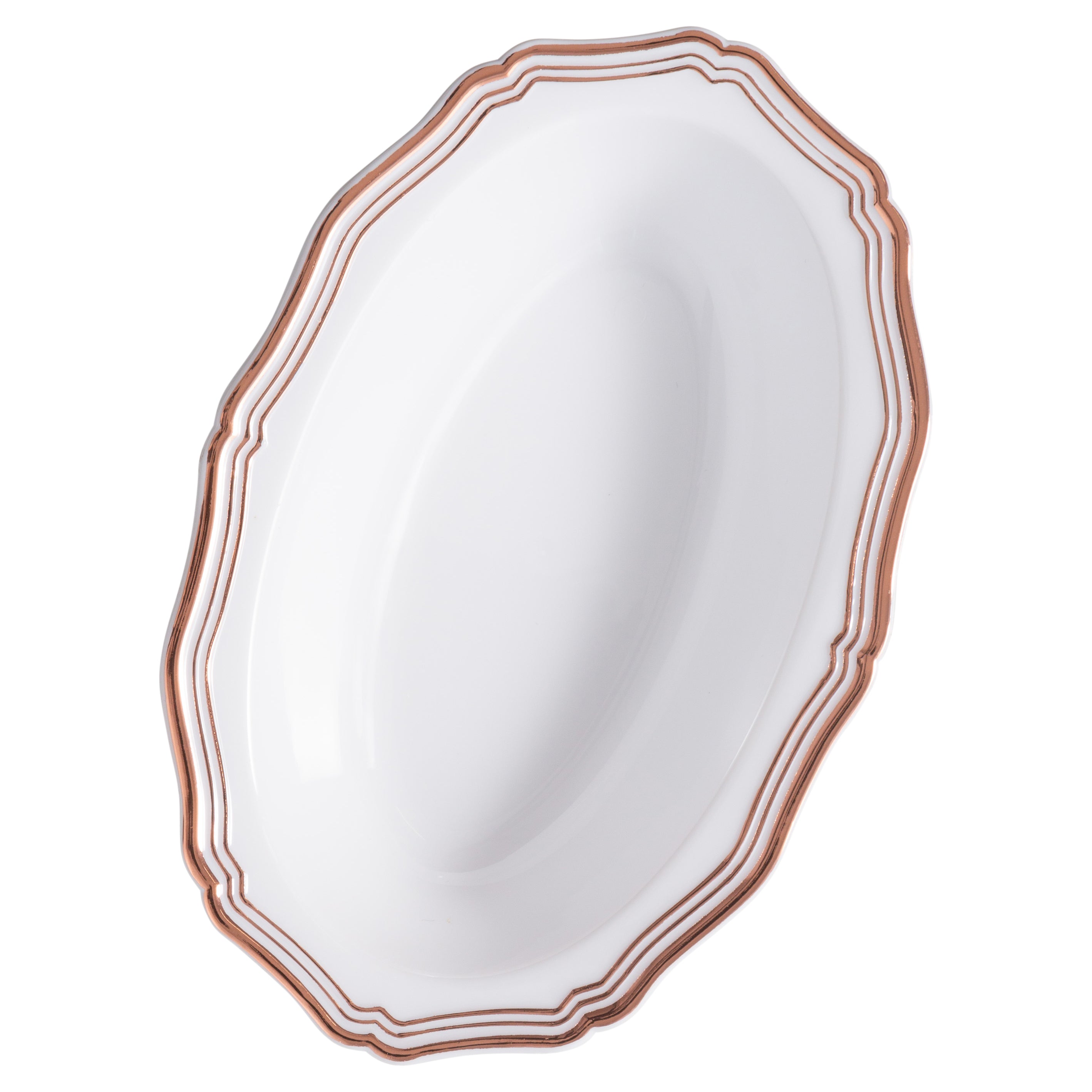 Rose Gold and White Round Plastic Bowls 10 Pack - Aristocrat