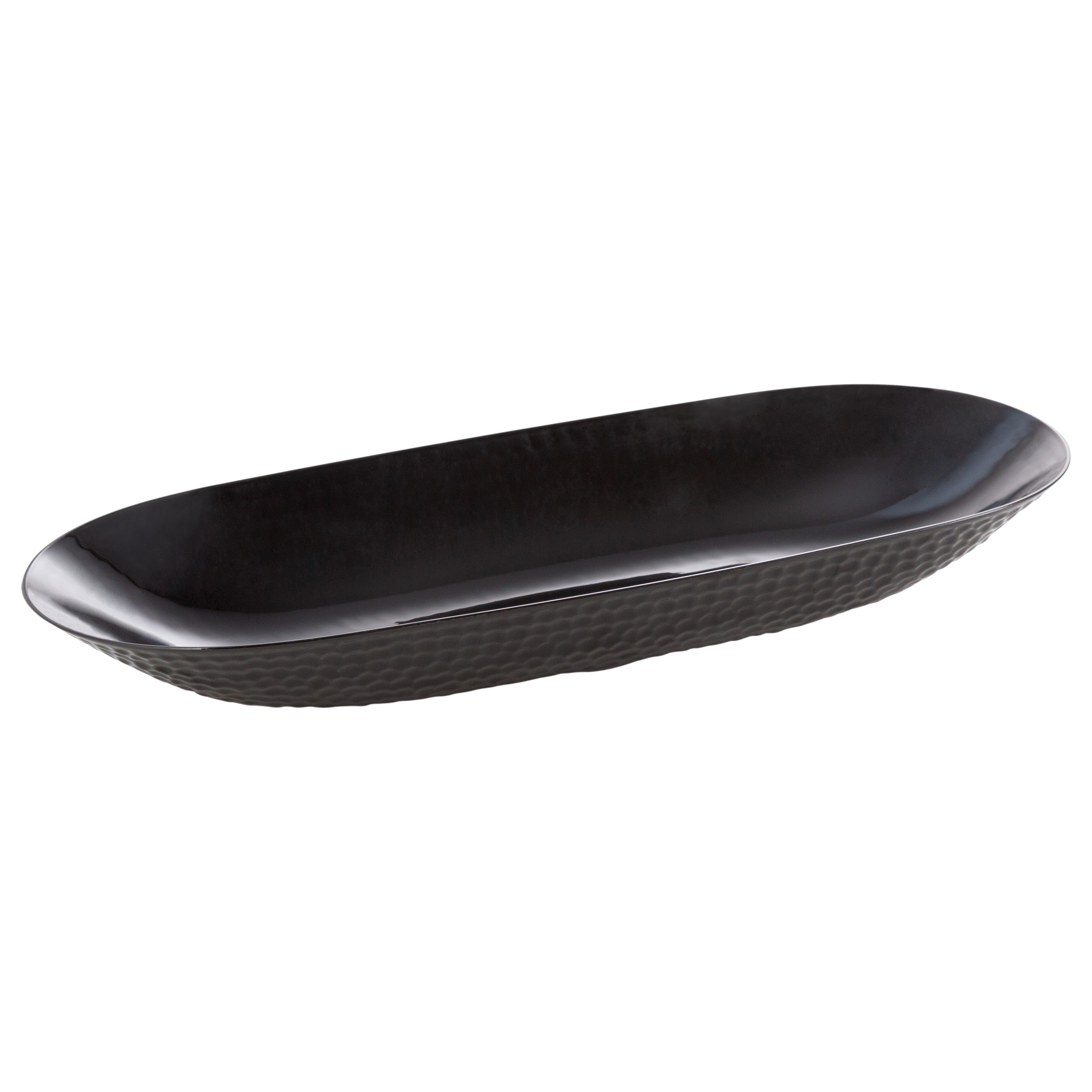 Black Plastic Oval Pebbled Serving Dish - 2 Pack