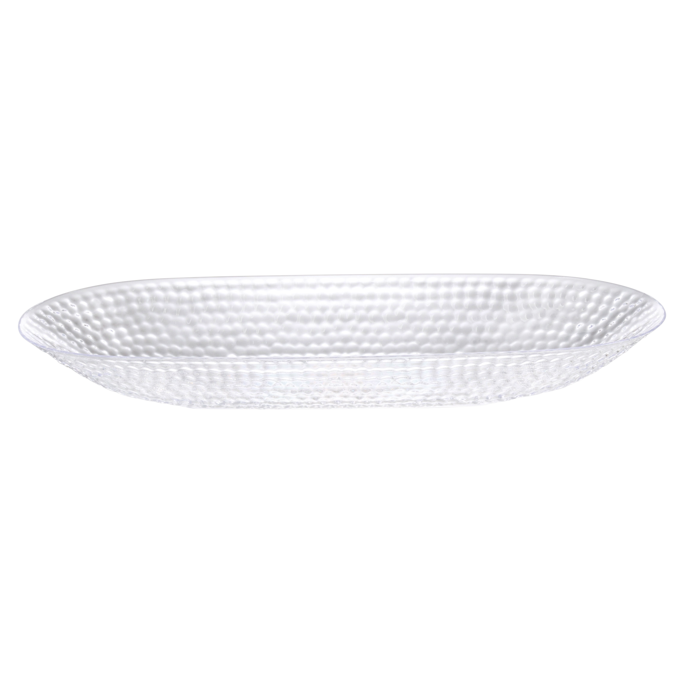 Clear Plastic Oval Pebbled Serving Dish - 2 Pack
