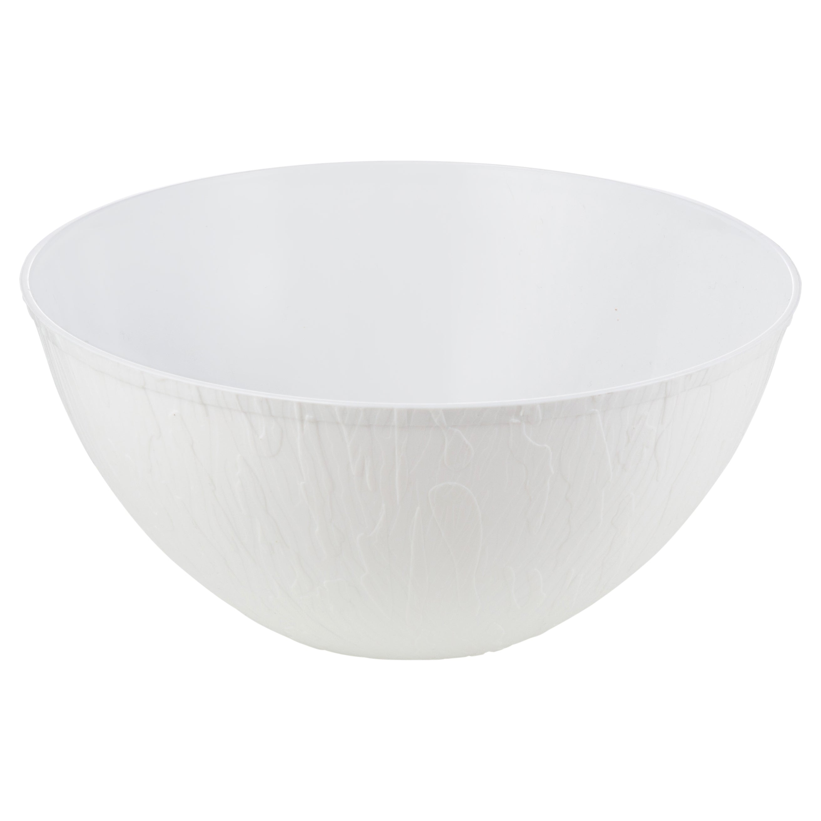 Wood Pattern White Plastic Salad Bowl - 5 Pack