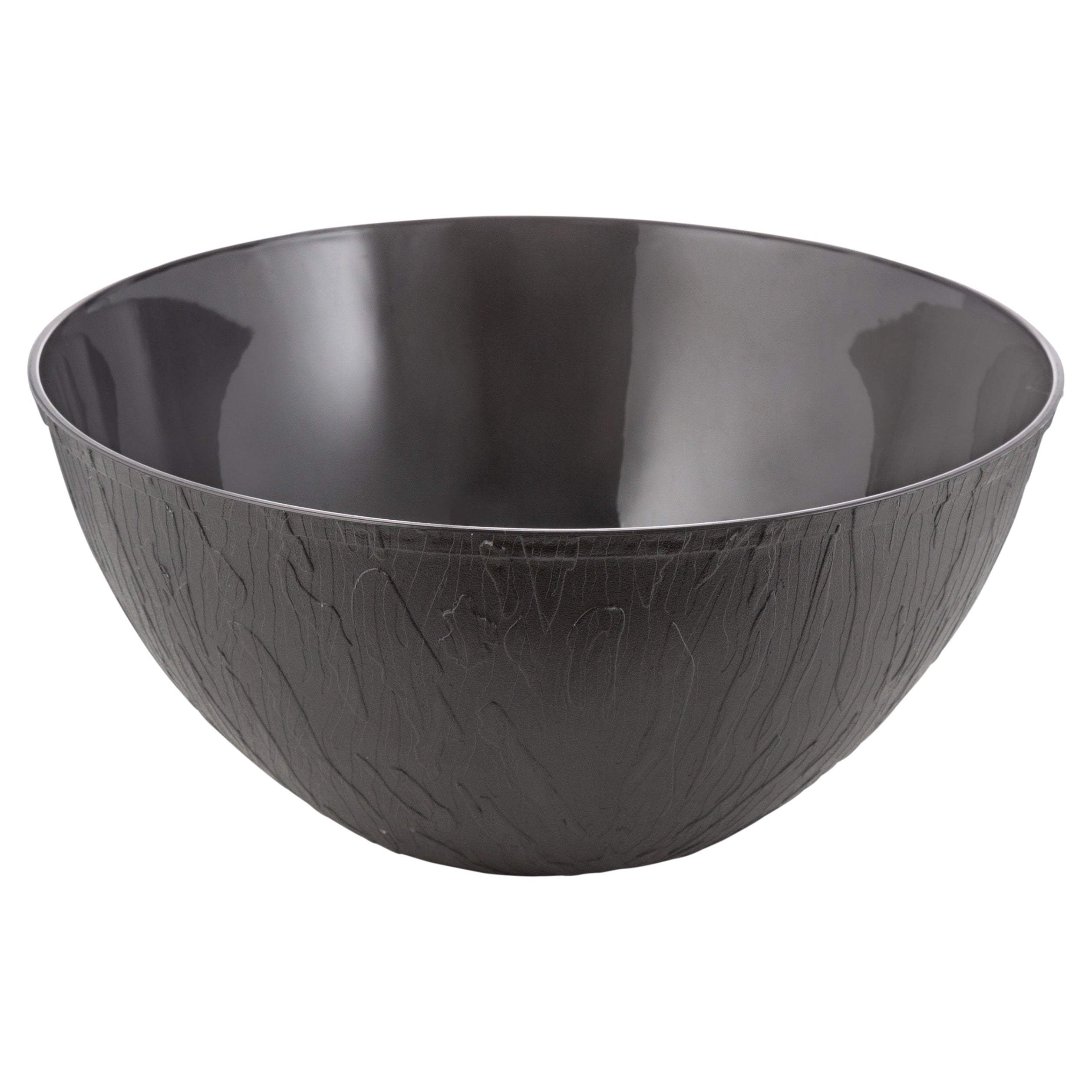 Wood Pattern Black Plastic Salad Bowl - 5 Pack