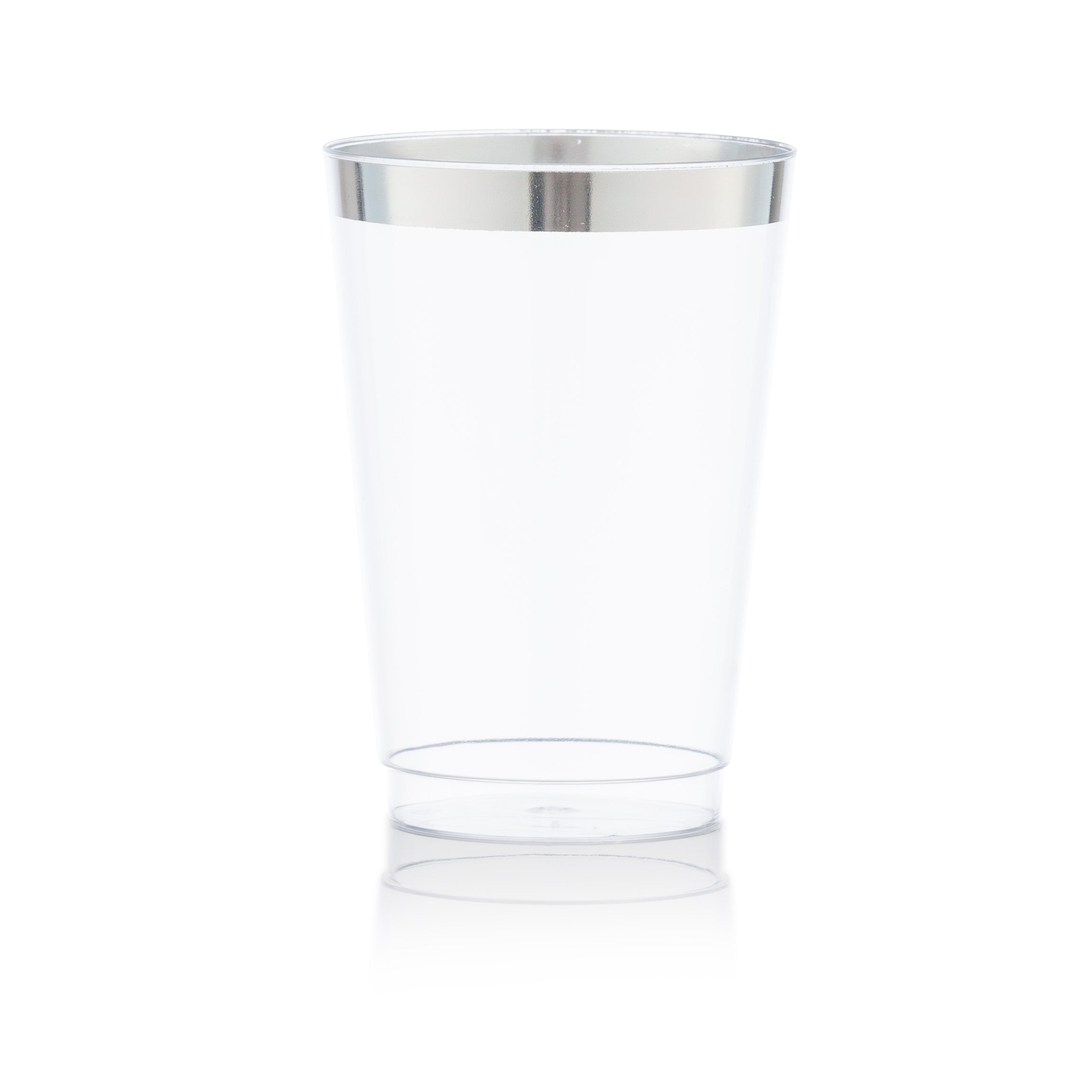 10 Oz Clear Plastic Tumblers With Silver Rim