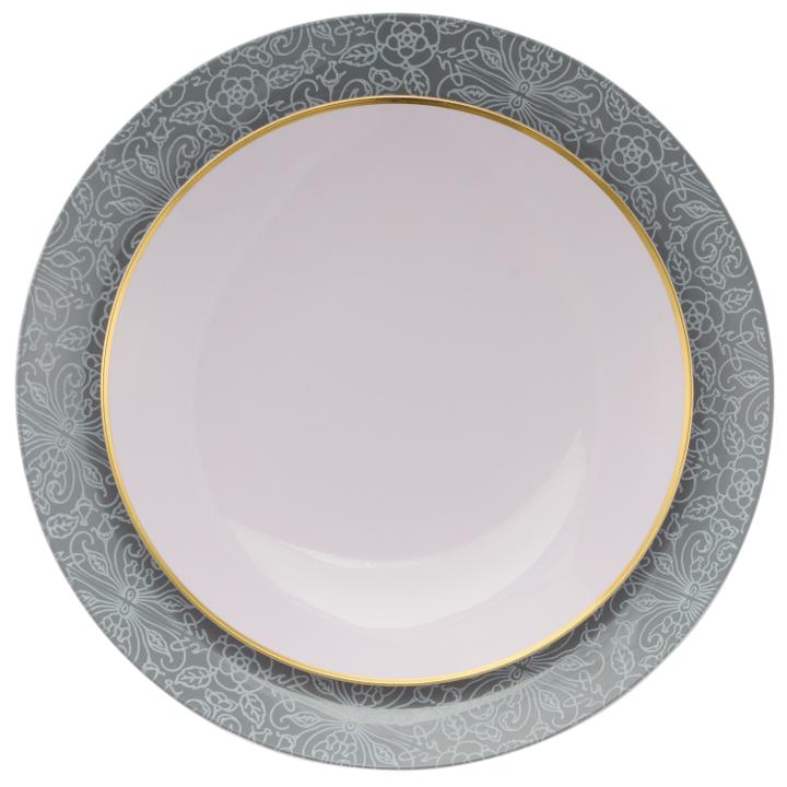 Gray and Blush Round Plastic Plates - Ornamental