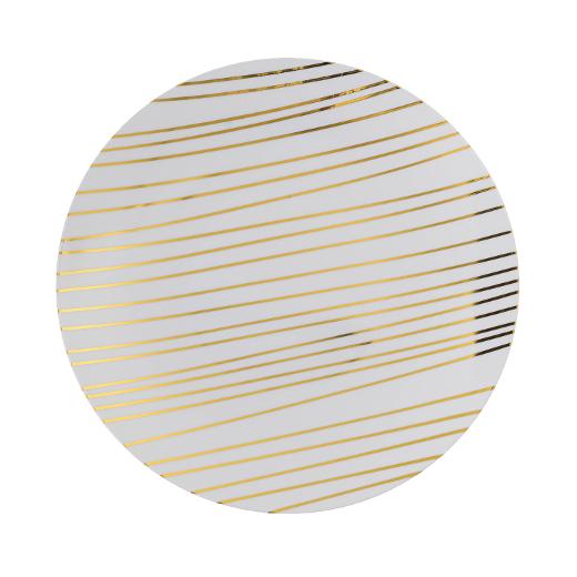 Blue and Gold Round Plastic Plates - Glam