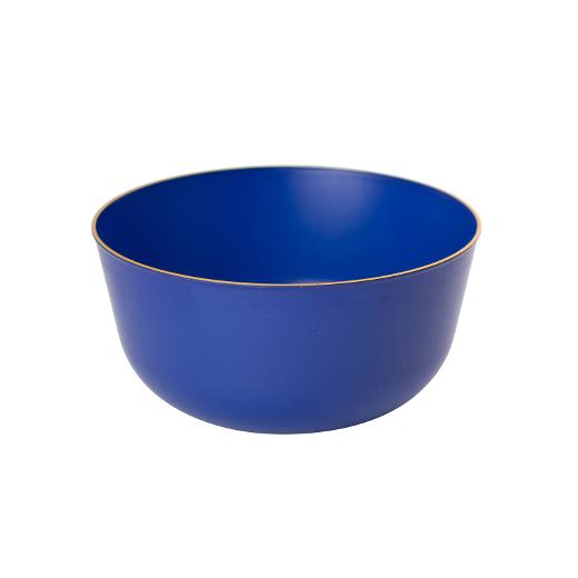 Blue and Gold Round Plastic Plates - Glam