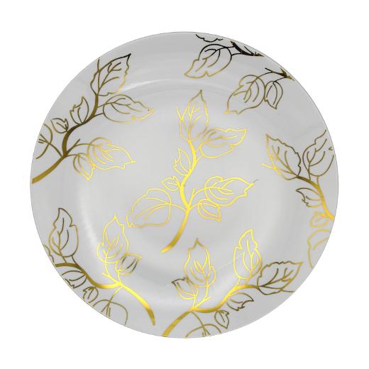 Green and Gold Round Plastic Plates - Matiz