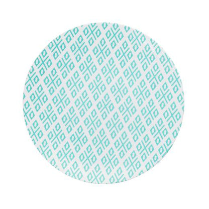Blue/Green and White Round Plastic Plates - Aztec