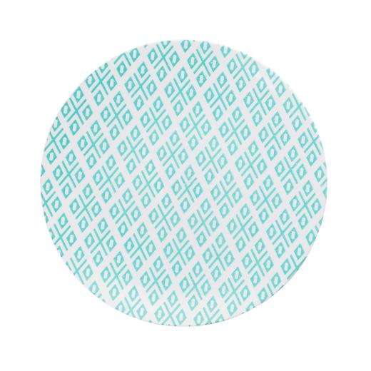Blue/Green and White Round Plastic Plates - Aztec