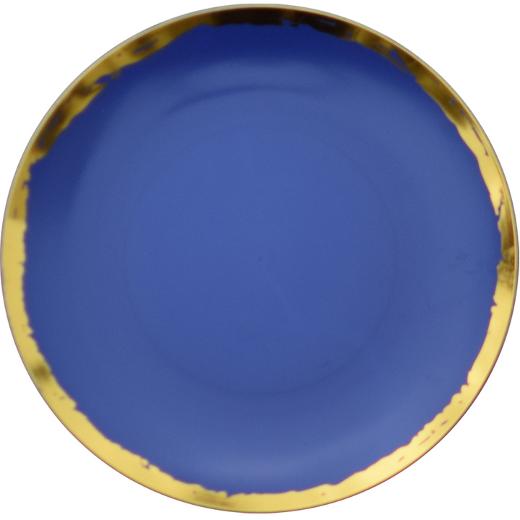 Blue and Gold Round Plastic Plates - Glam
