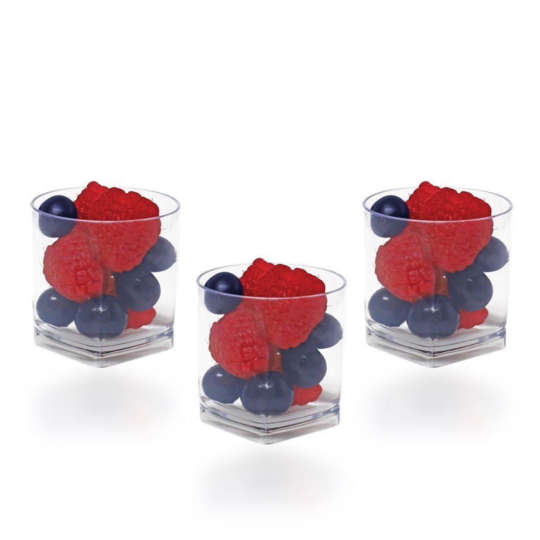 1.5 oz. Clear Plastic Mini Tumbler with Square Bottom-12 Count