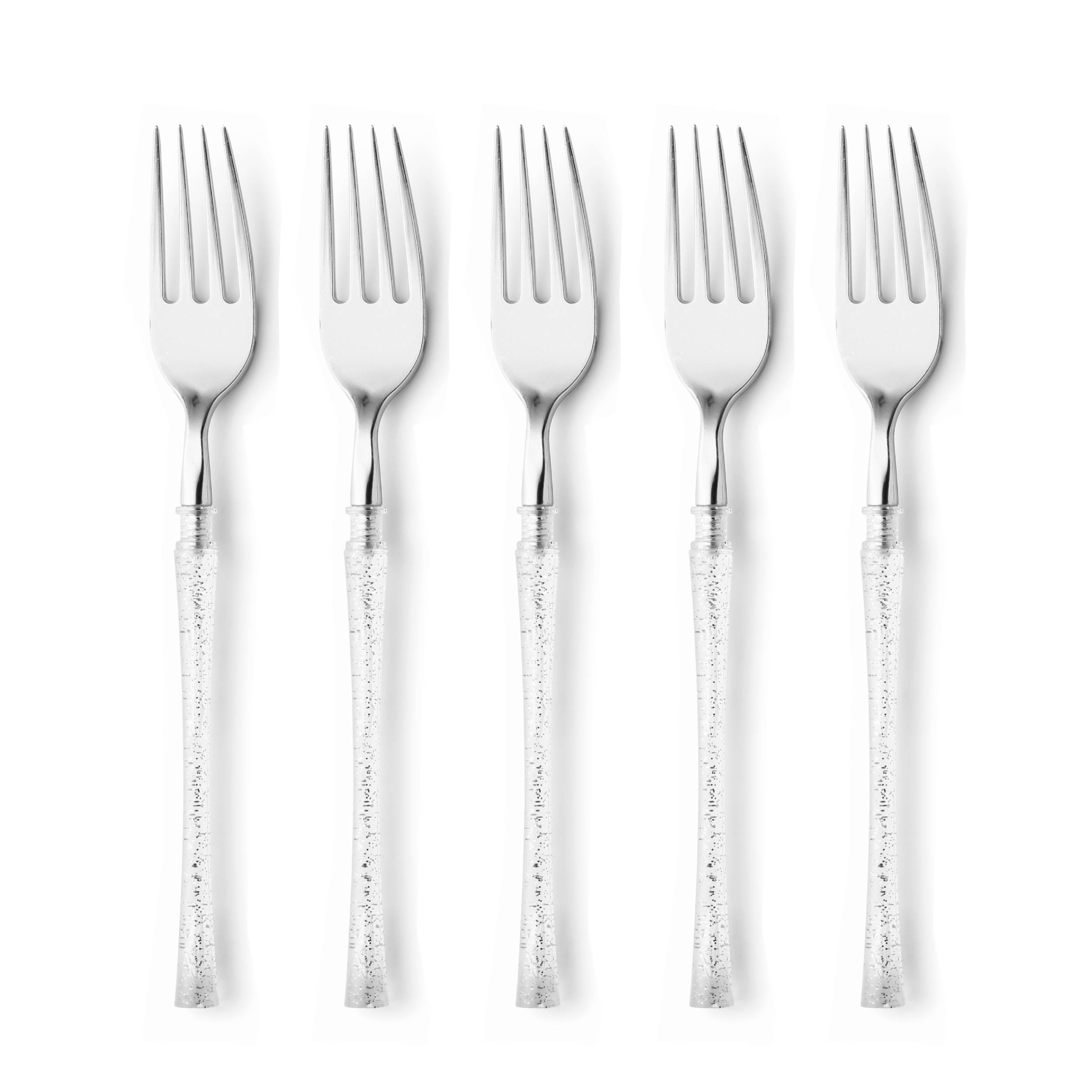 Fusion Collection Silver Glitter/Silver Forks 20 Count