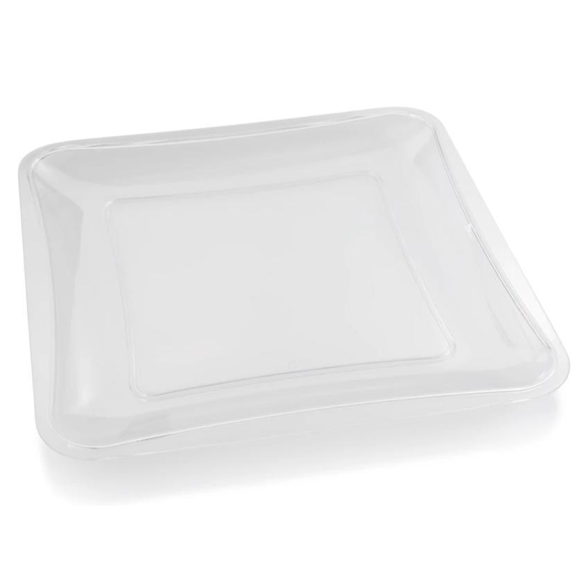 13.7 X 13.7 Inch Square Clear Plastic Serving Tray - 2 Pack