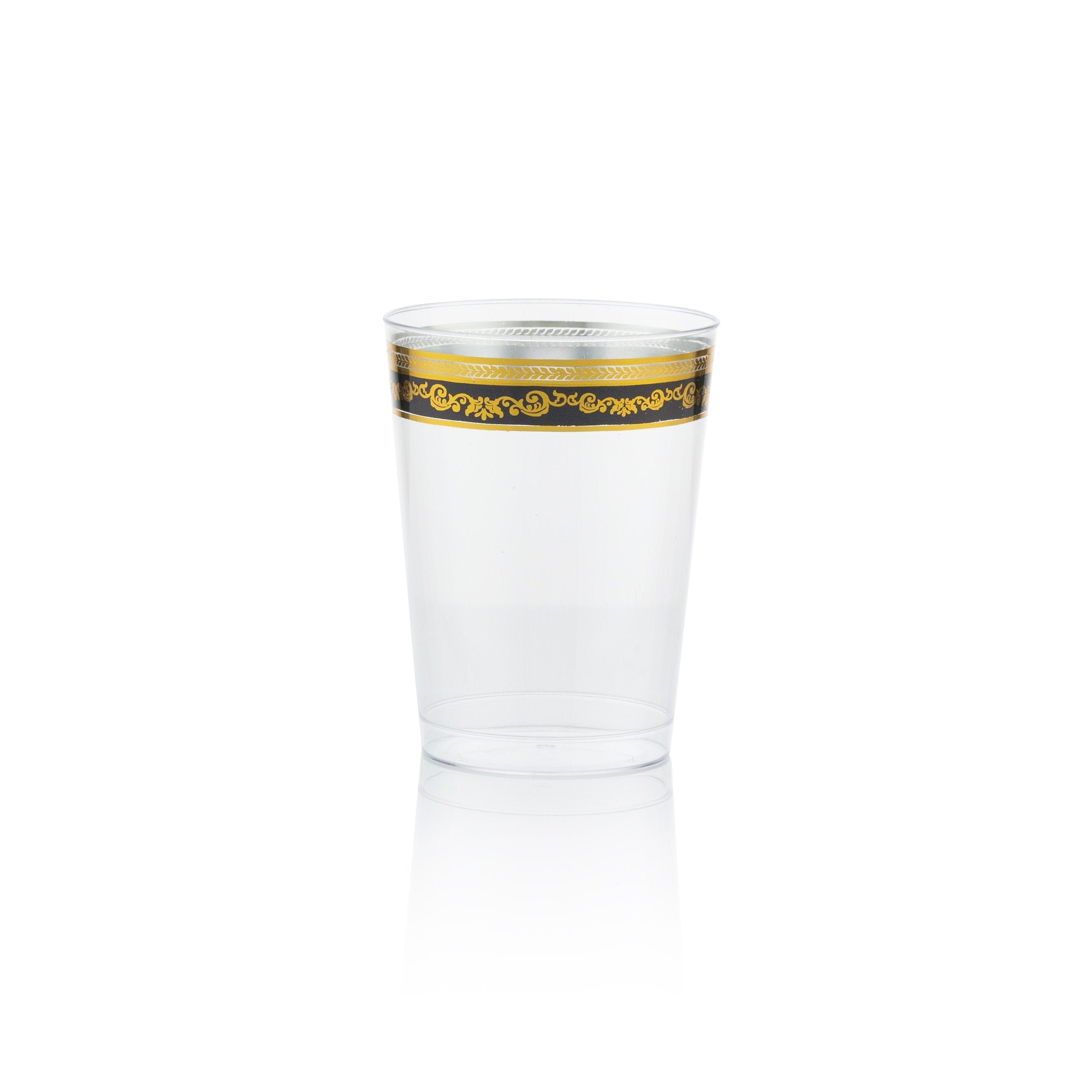 10 oz. Clear Black Gold Rim Plastic Cups 20 Pack - Royal