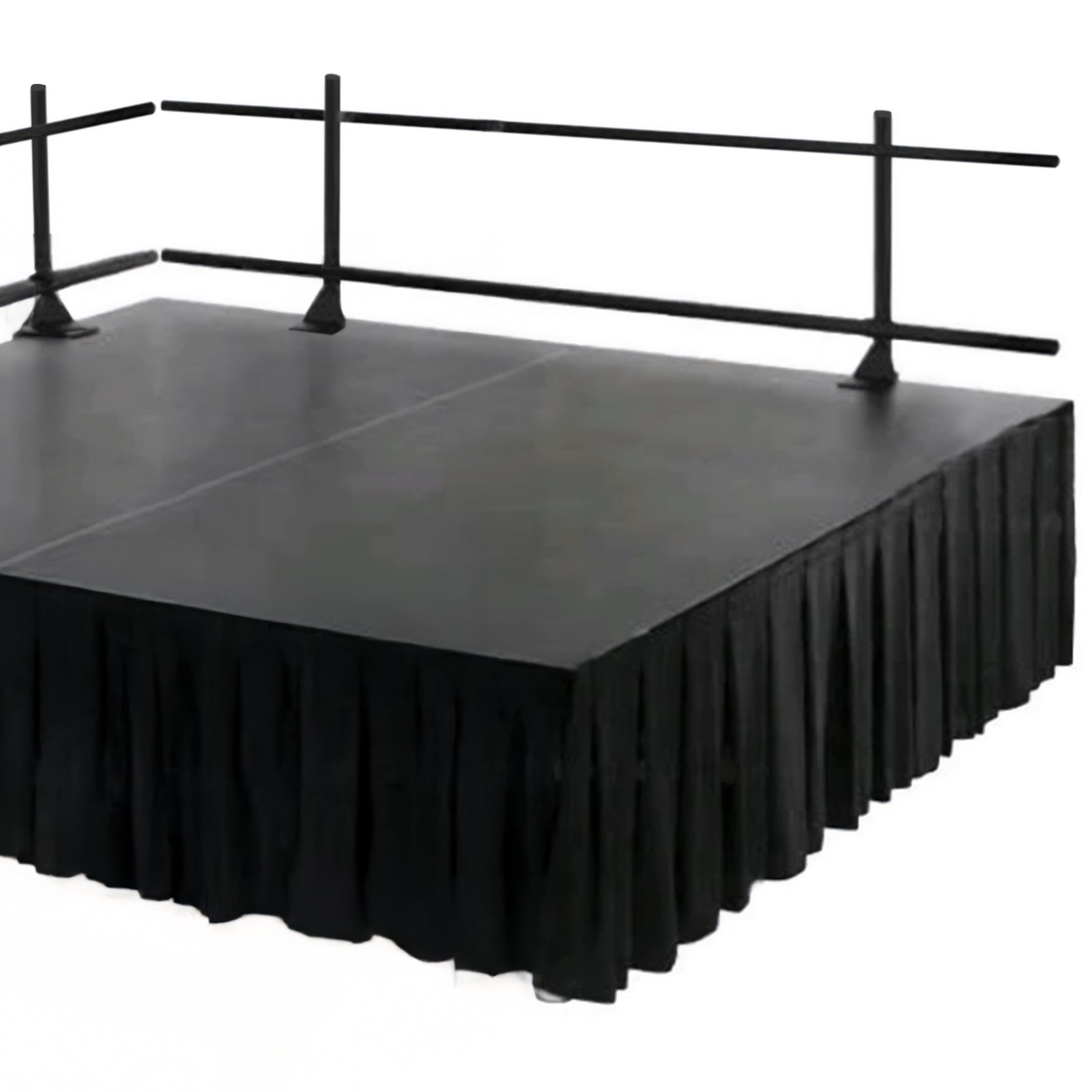 Portable Stage Skirt Black Polyester Platform Skirting Cloth for Events, Performances & Wedding Staging - 16"x10ft Table Skirts HIER_2210