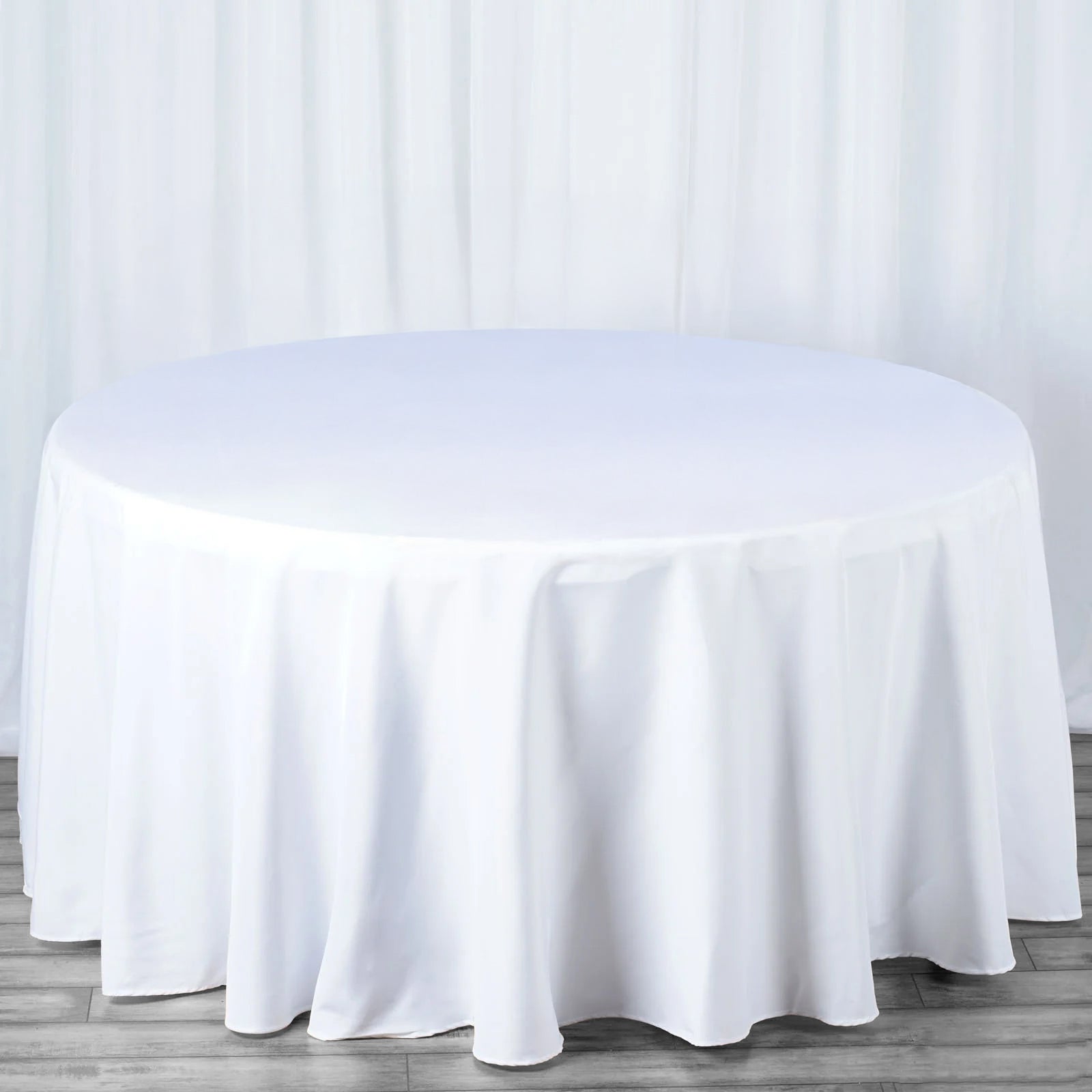 Premium Polyester 108" Round Tablecloth White - Wrinkle-Resistant 220GSM Table Cover for Weddings & Events Tablecloths HIER_2181