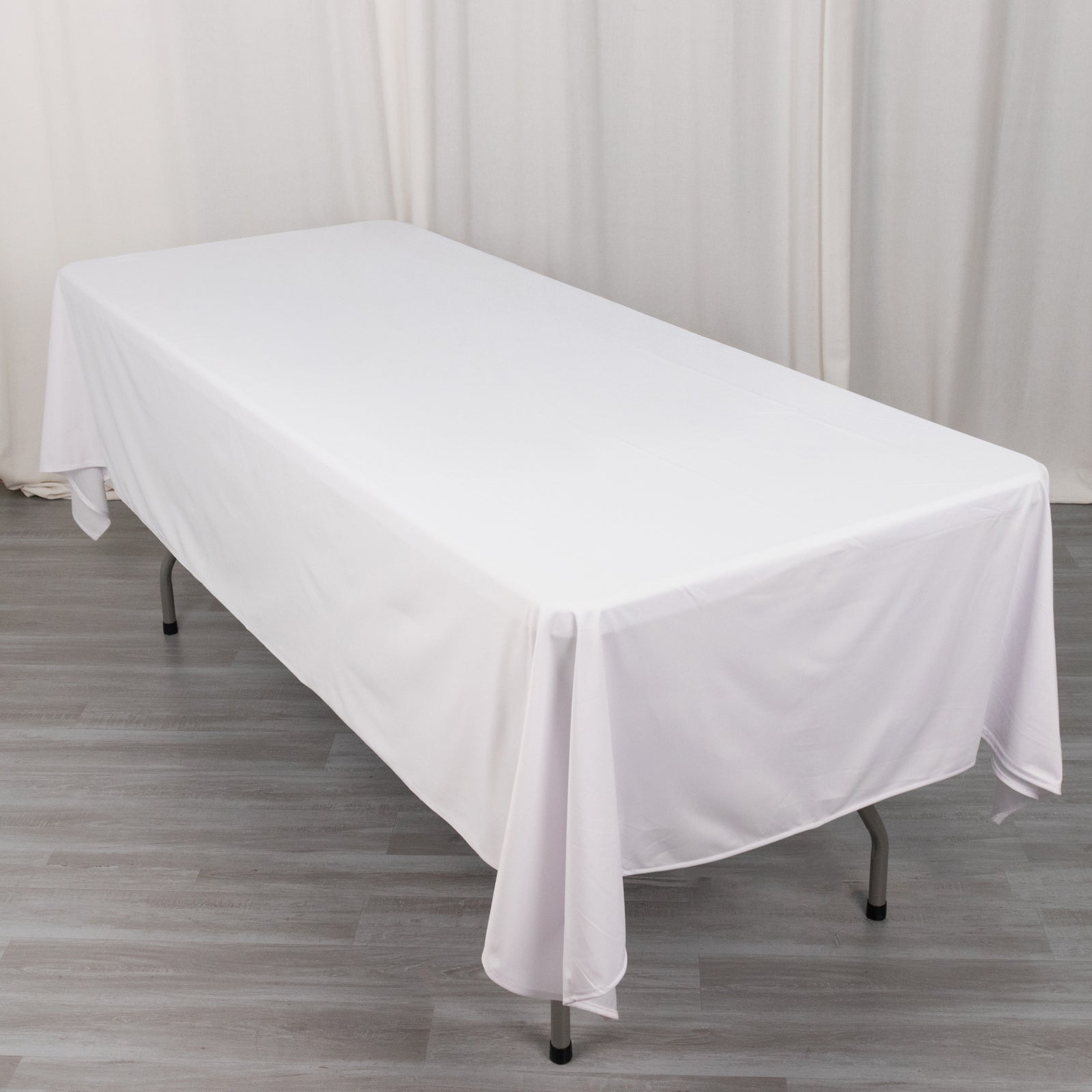 Premium Scuba Rectangular 60"x102" Tablecloth White - Wrinkle Free & Stain Resistant Table Cover for Weddings and Banquets Tablecloths HIER_2182