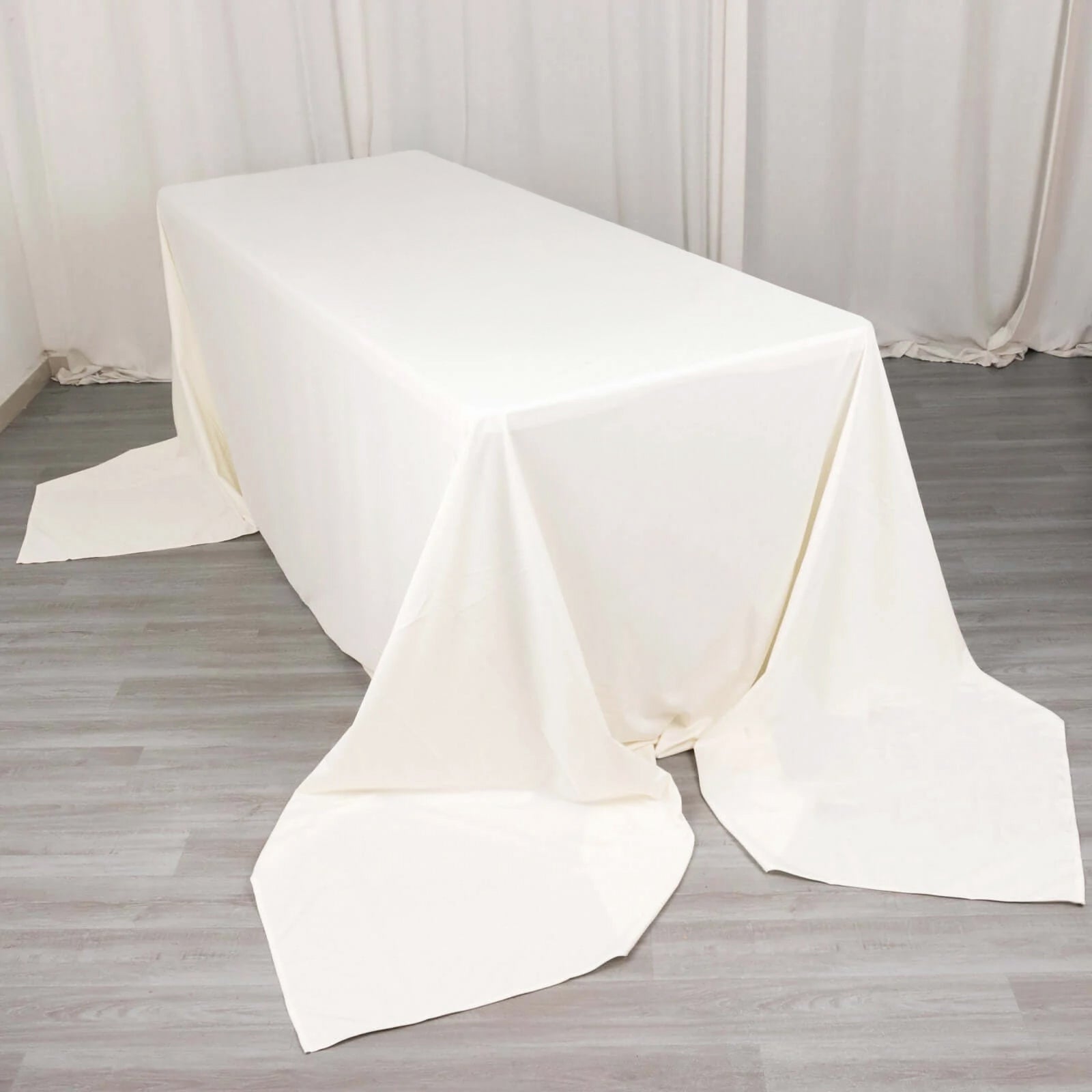 Premium Scuba Rectangular 90"x156" Tablecloth Ivory - Wrinkle Free, Stain Resistant & Seamless Table Cover Tablecloths HIER_2182