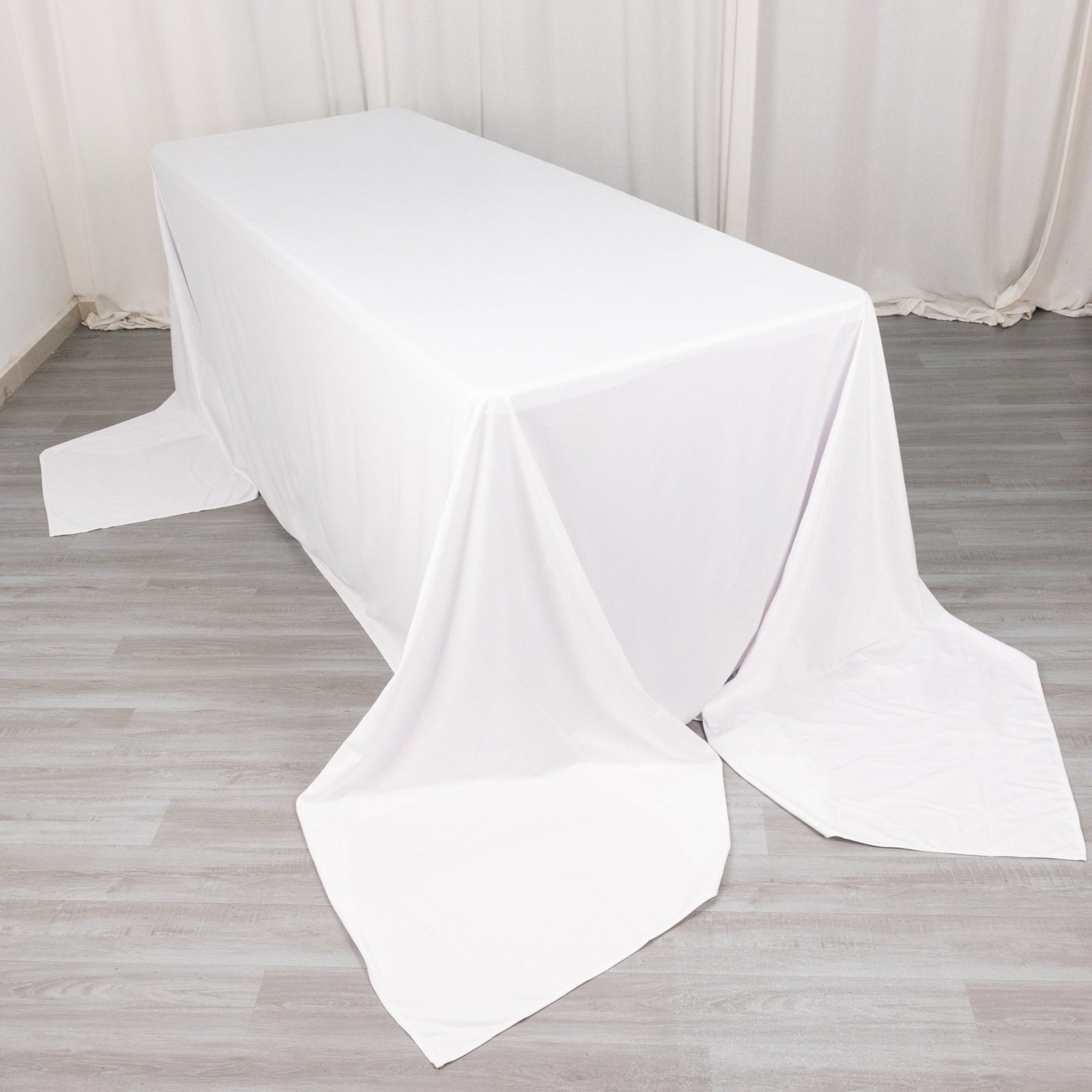 Premium Scuba Rectangular 90"x156" Tablecloth White - Wrinkle Free, Stain Resistant & Seamless Table Cover for Weddings and Parties Tablecloths HIER_2182
