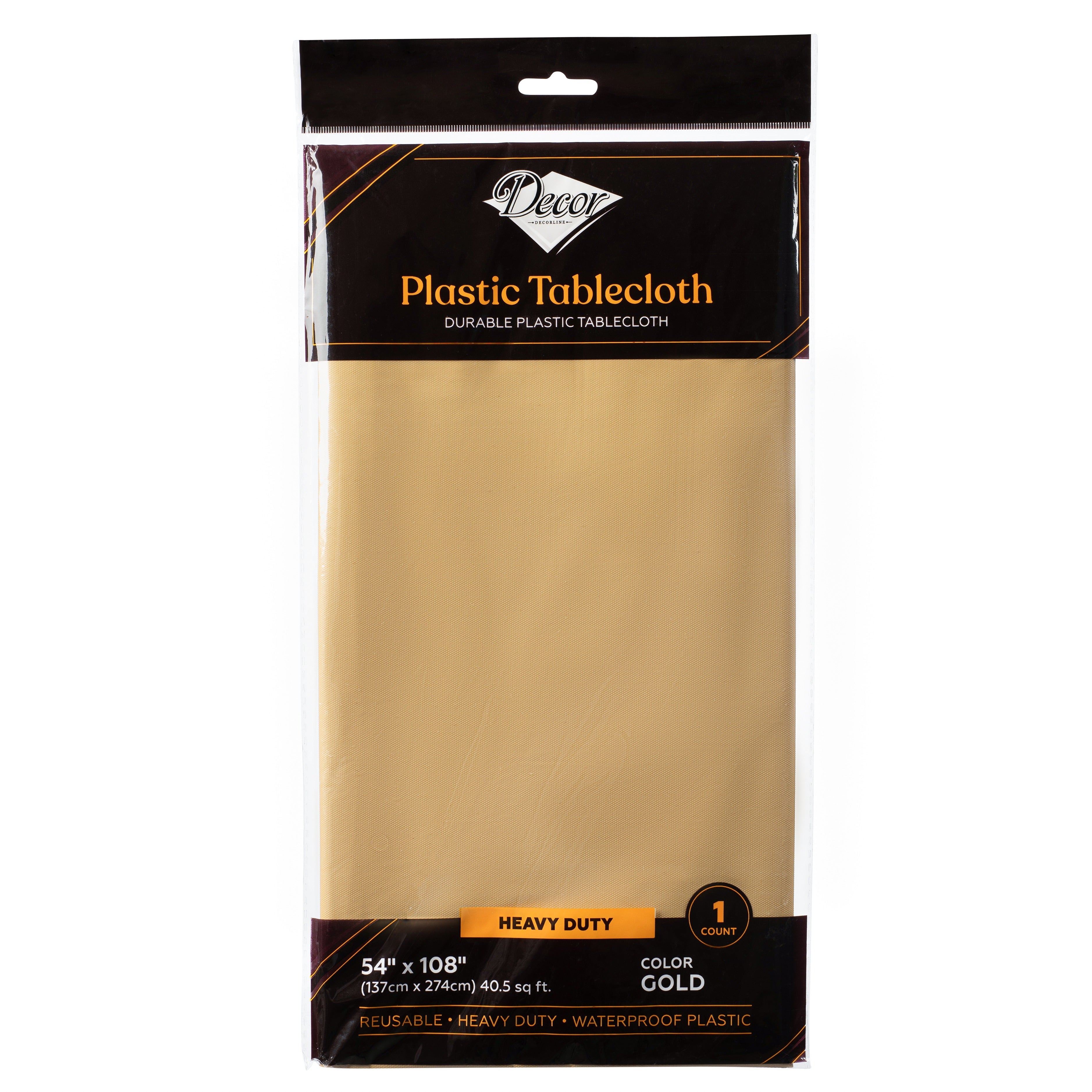 Plastic Tablecloth Gold 54″x108″