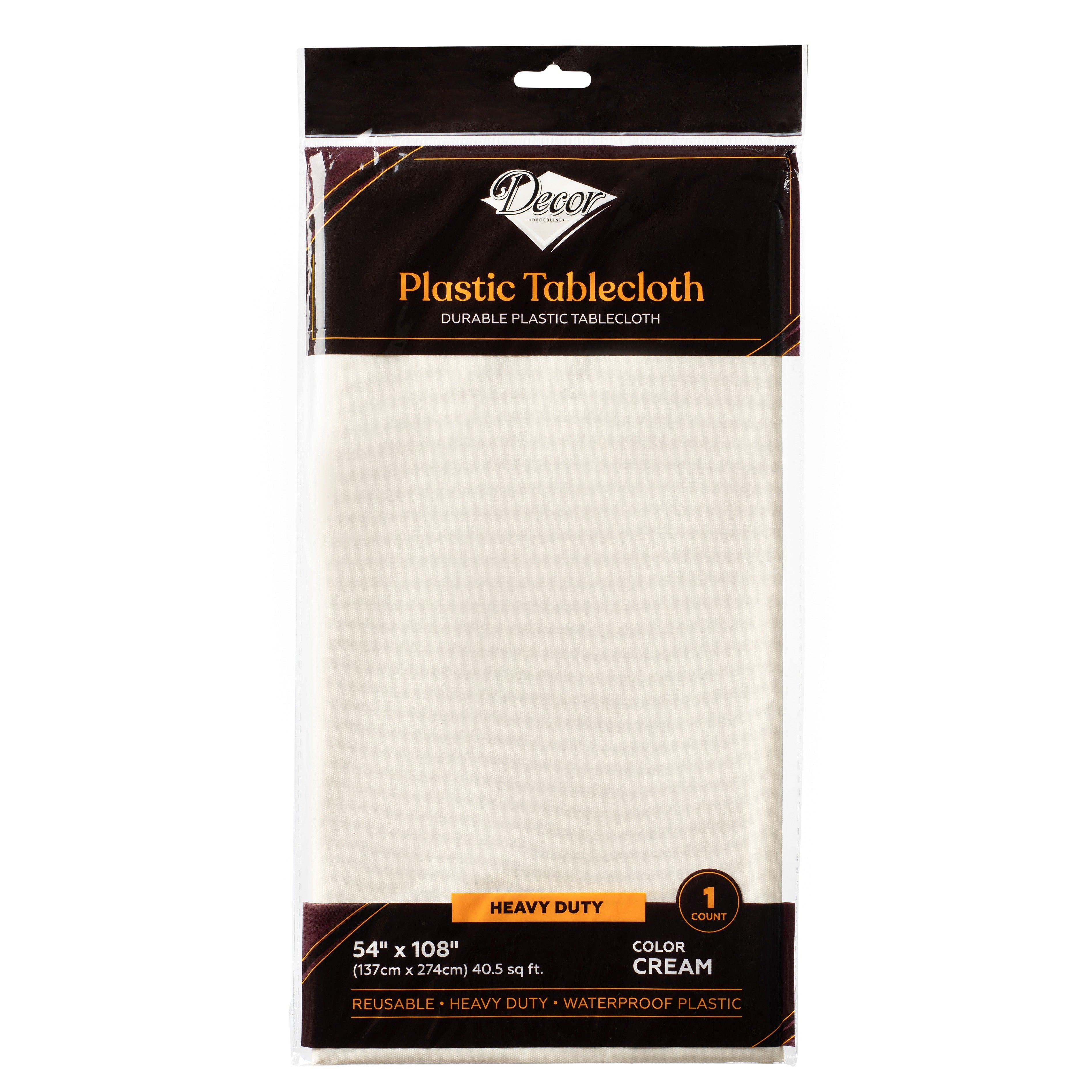 Plastic Tablecloth Cream 54″x108″