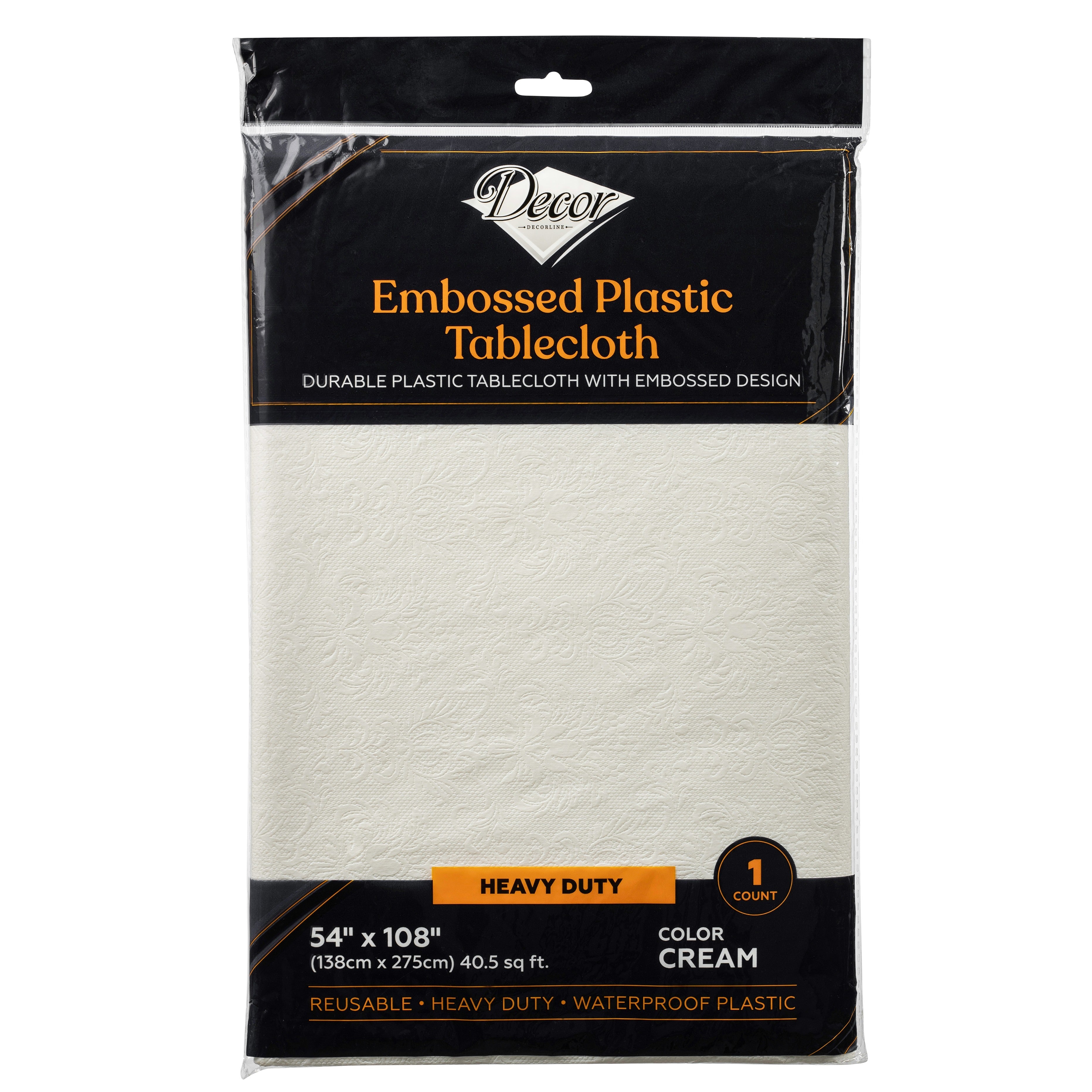 Plastic Tablecloth Embossed Cream 54″x108″