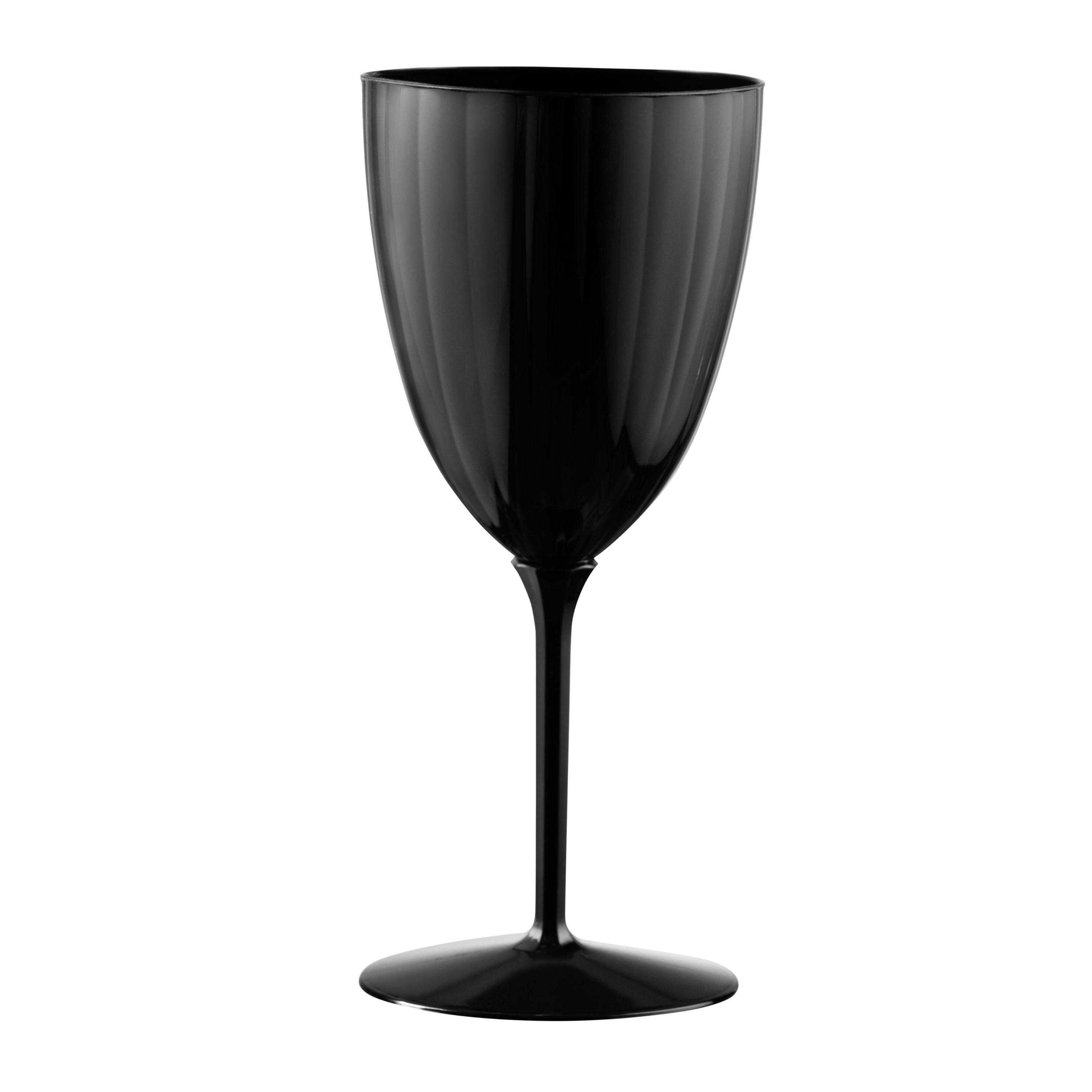 7 Oz 1-Piece Black Plastic Disposable Wine Goblet - 8 Pack