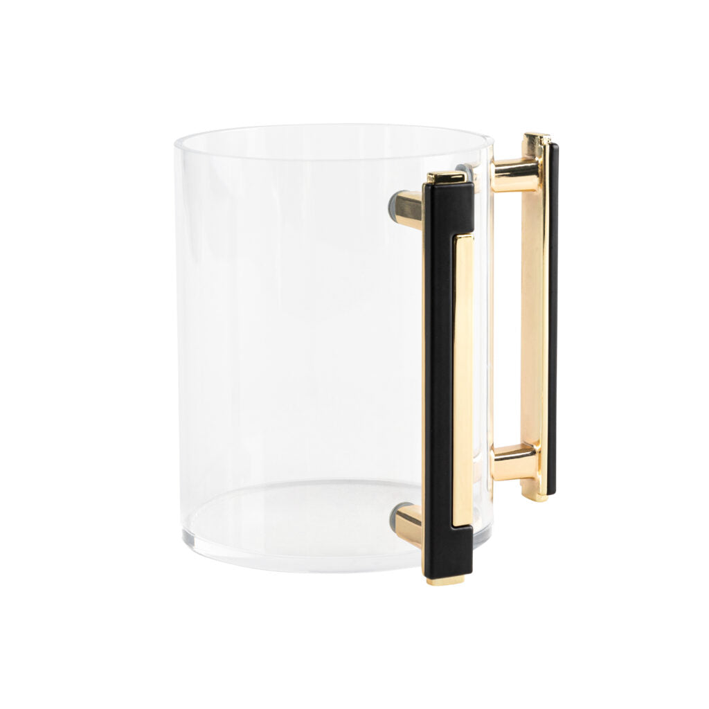 Acrylic Wash Cup With Black and Gold Handle