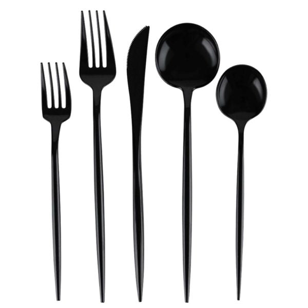 Novelty Collection Black Flatware Set 40 Pieces - Setting for 8