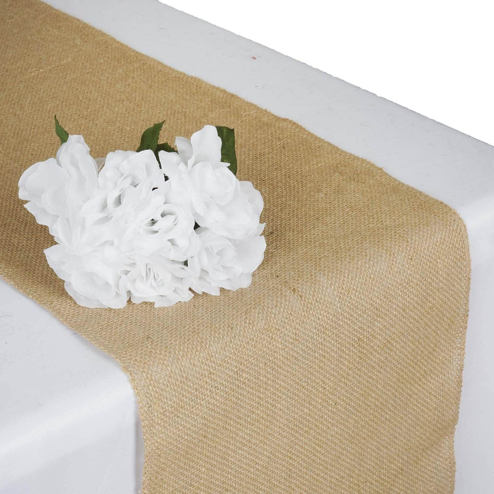 Burlap Jute 12"x108" Table Runner Natural - Rustic Boho Chic Tabletop Decor Runners HIER_2360