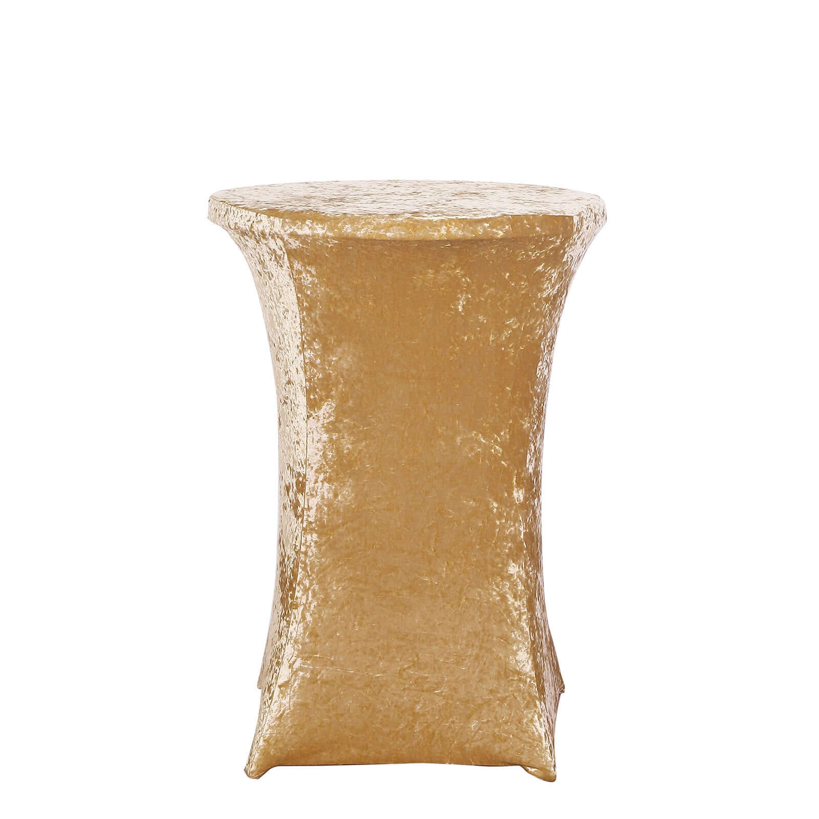 Crushed Velvet Spandex 32" Round Cocktail Table Cover Champagne Smooth Highboy Tablecloth Tablecloths HIER_2160