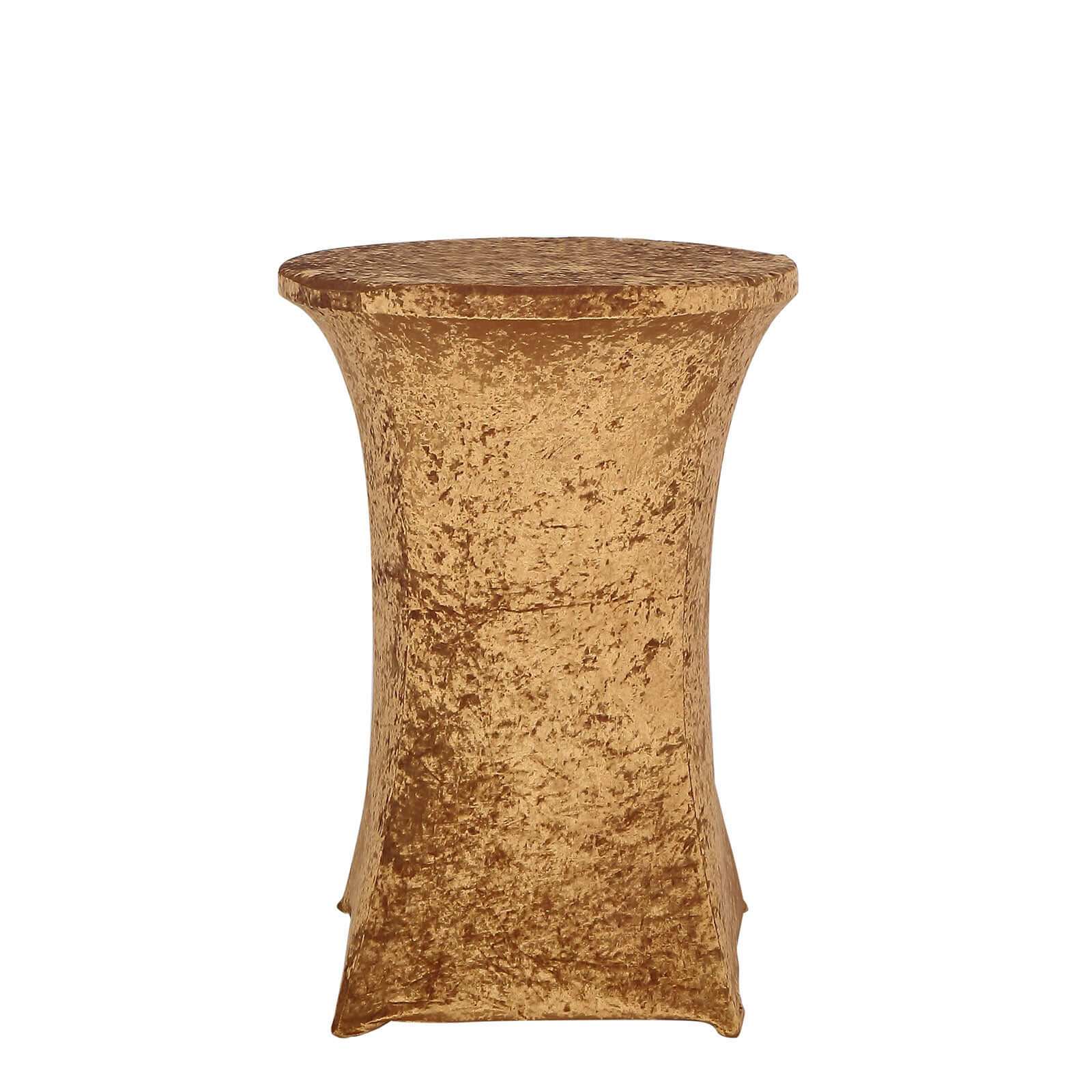 Crushed Velvet Spandex 32" Round Cocktail Table Cover Gold Smooth Highboy Tablecloth Tablecloths HIER_2160
