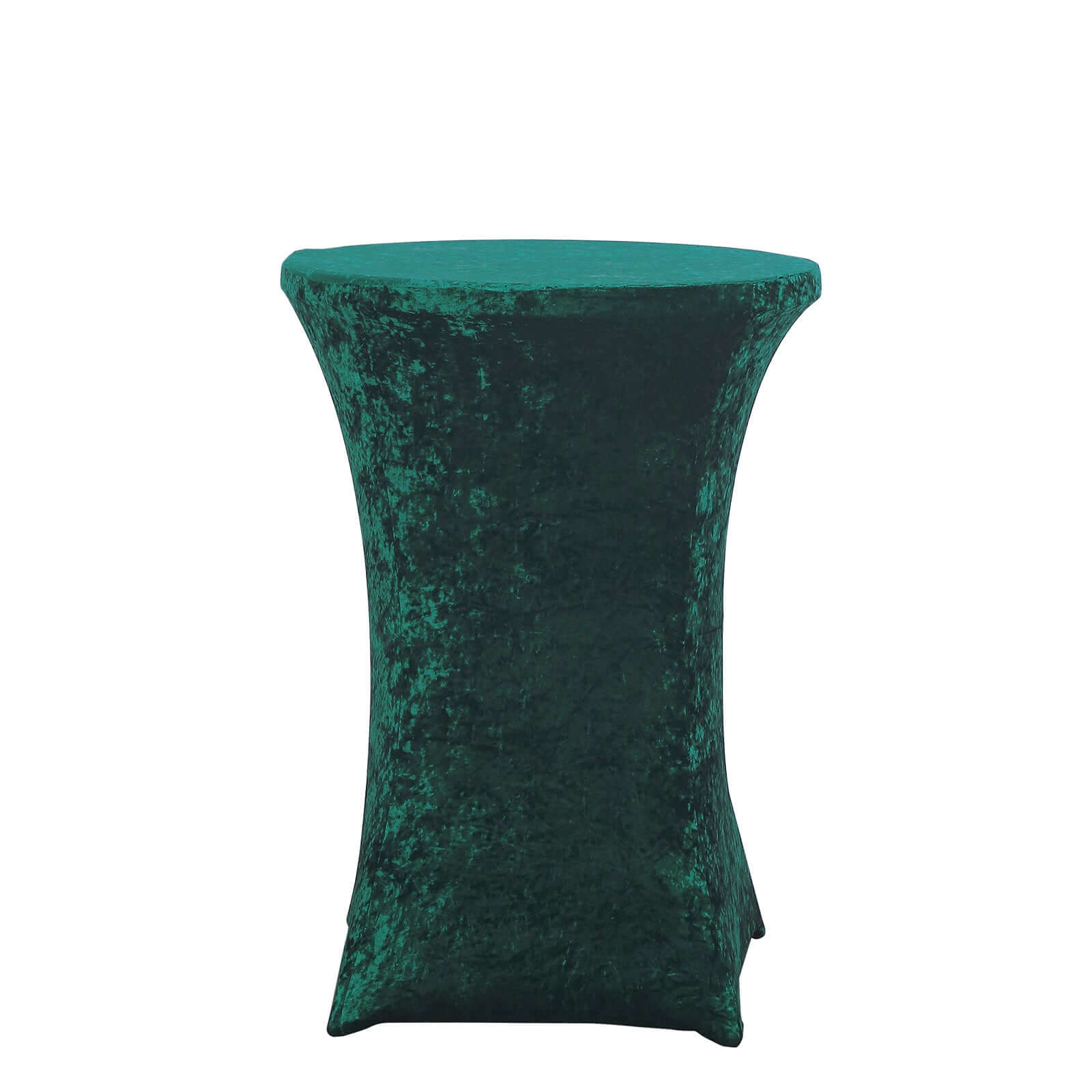 Crushed Velvet Spandex 32" Round Cocktail Table Cover Hunter Emerald Green Smooth Highboy Tablecloth Tablecloths HIER_2160
