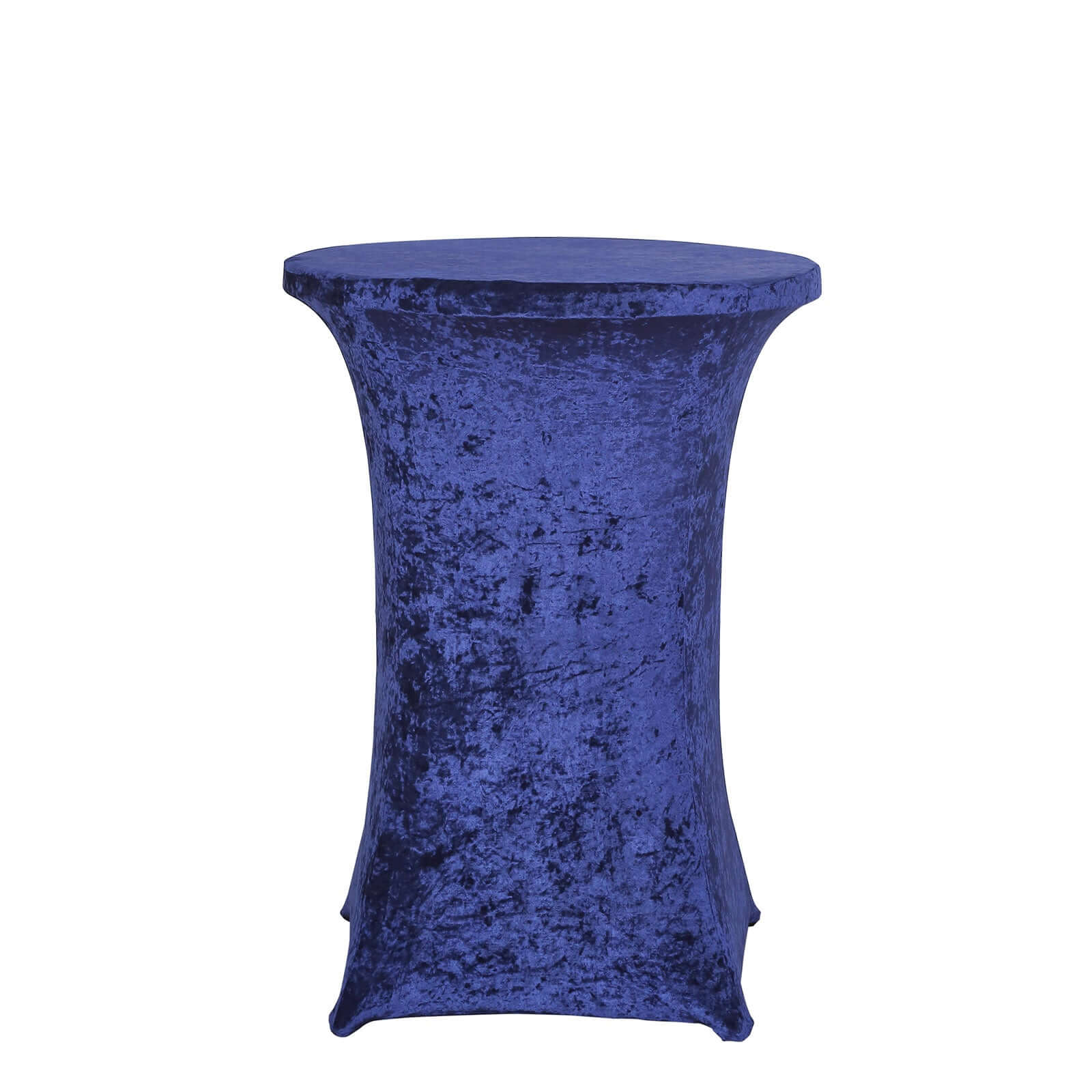 Crushed Velvet Spandex 32" Round Cocktail Table Cover Navy Blue Smooth Highboy Tablecloth Tablecloths HIER_2160