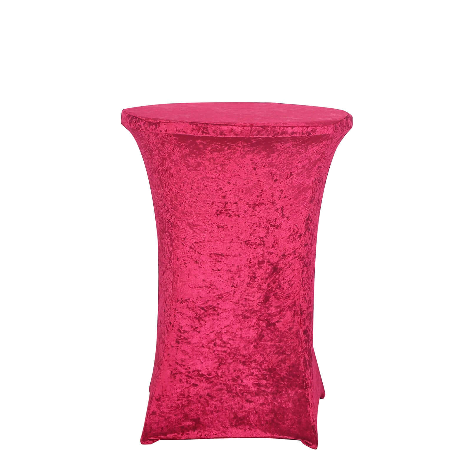 Crushed Velvet Spandex 32" Round Cocktail Table Cover Red Smooth Highboy Tablecloth Tablecloths HIER_2160