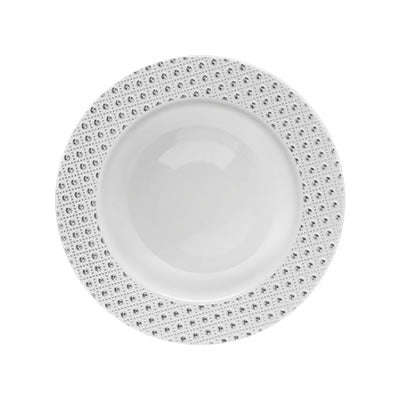 White and Silver Round Plastic Plates - Sphere