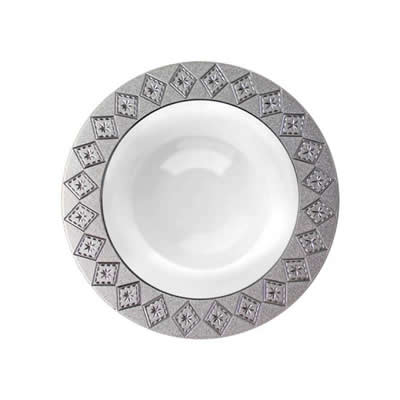 White and Silver Round Plastic Plates - Imperial