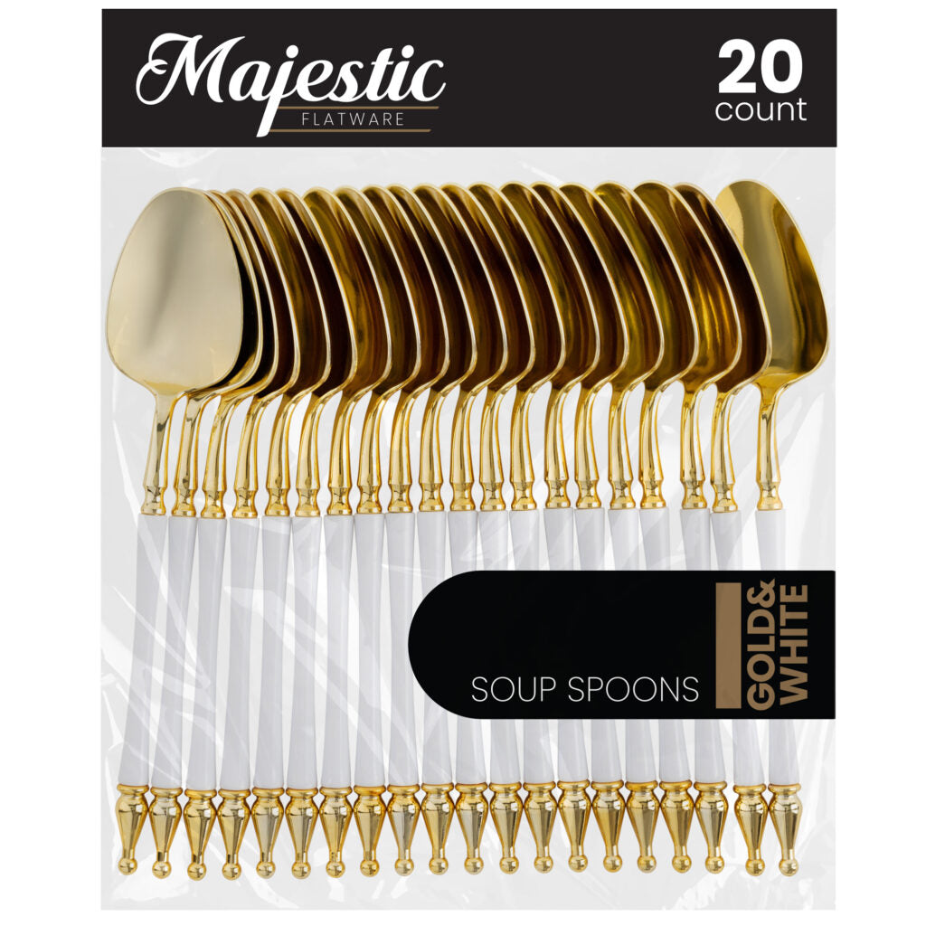Majestic Collection Plastic Gold and White Flatware - 20 Count