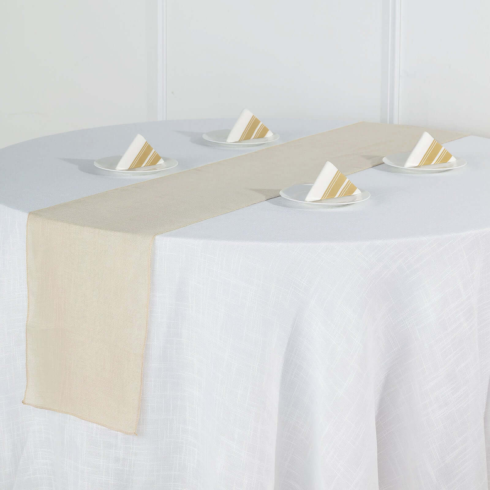 Faux Linen 12"x108" Table Runner Beige - Slubby Textured & Wrinkle Resistant Table Decor Runners HIER_2360