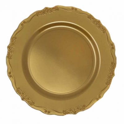 Gold Round Plastic Plates - Vintage
