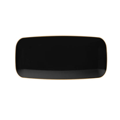 10.6 Inch Organic Black and Gold Rectangle Serving Tray - 2 Pack