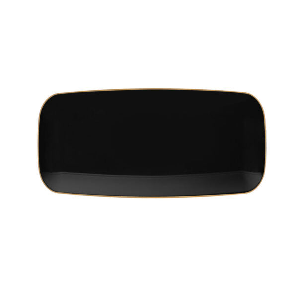 10.6 Inch Organic Black and Gold Rectangle Serving Tray - 2 Pack
