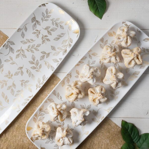 17.5" Organic Leaves White Rectangle Serving Tray - 2 Pack