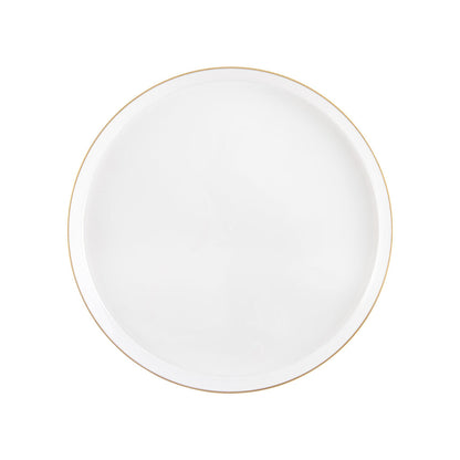 Pearl and Gold Rim Round Plastic Plates (10 Pack) - Sharp