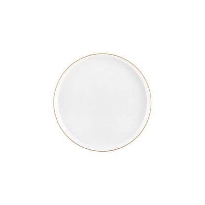 Pearl and Gold Rim Round Plastic Plates (10 Pack) - Sharp