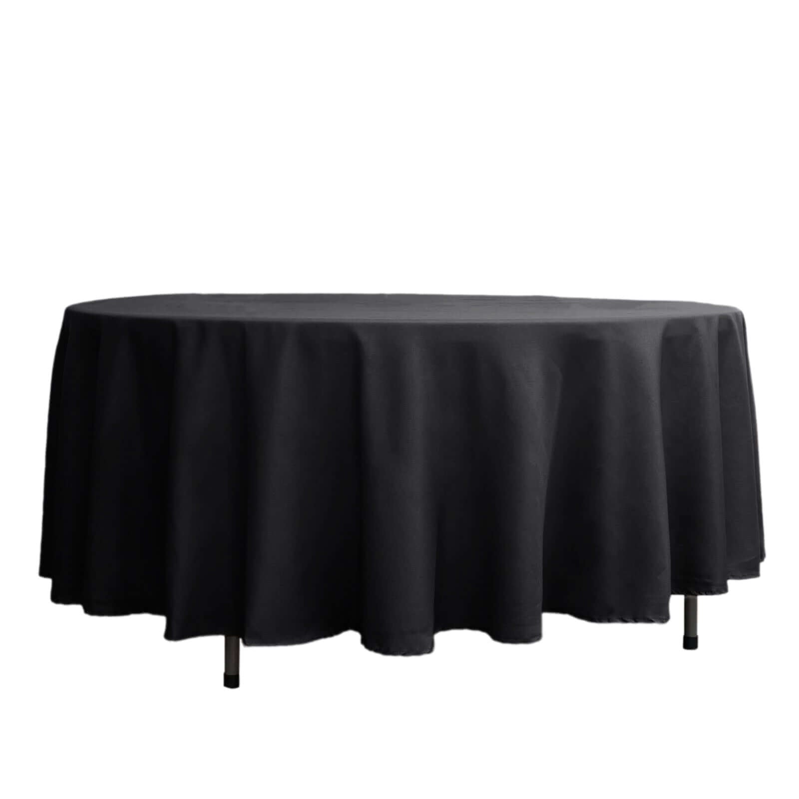 Polyester 108" Round Tablecloth Black - Wrinkle-Resistant and Stylish Table Cover Tablecloths HIER_2111