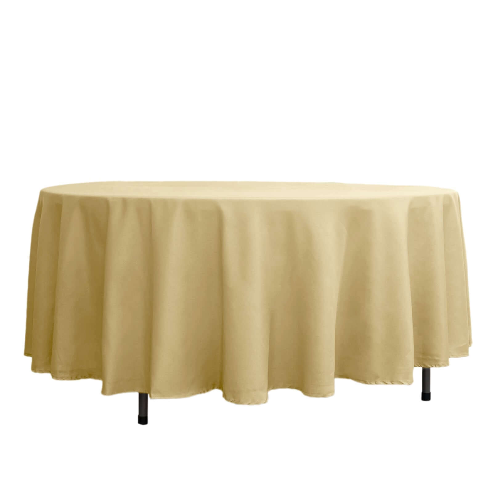 Polyester 108" Round Tablecloth Champagne - Wrinkle-Resistant Table Cover Tablecloths HIER_2111