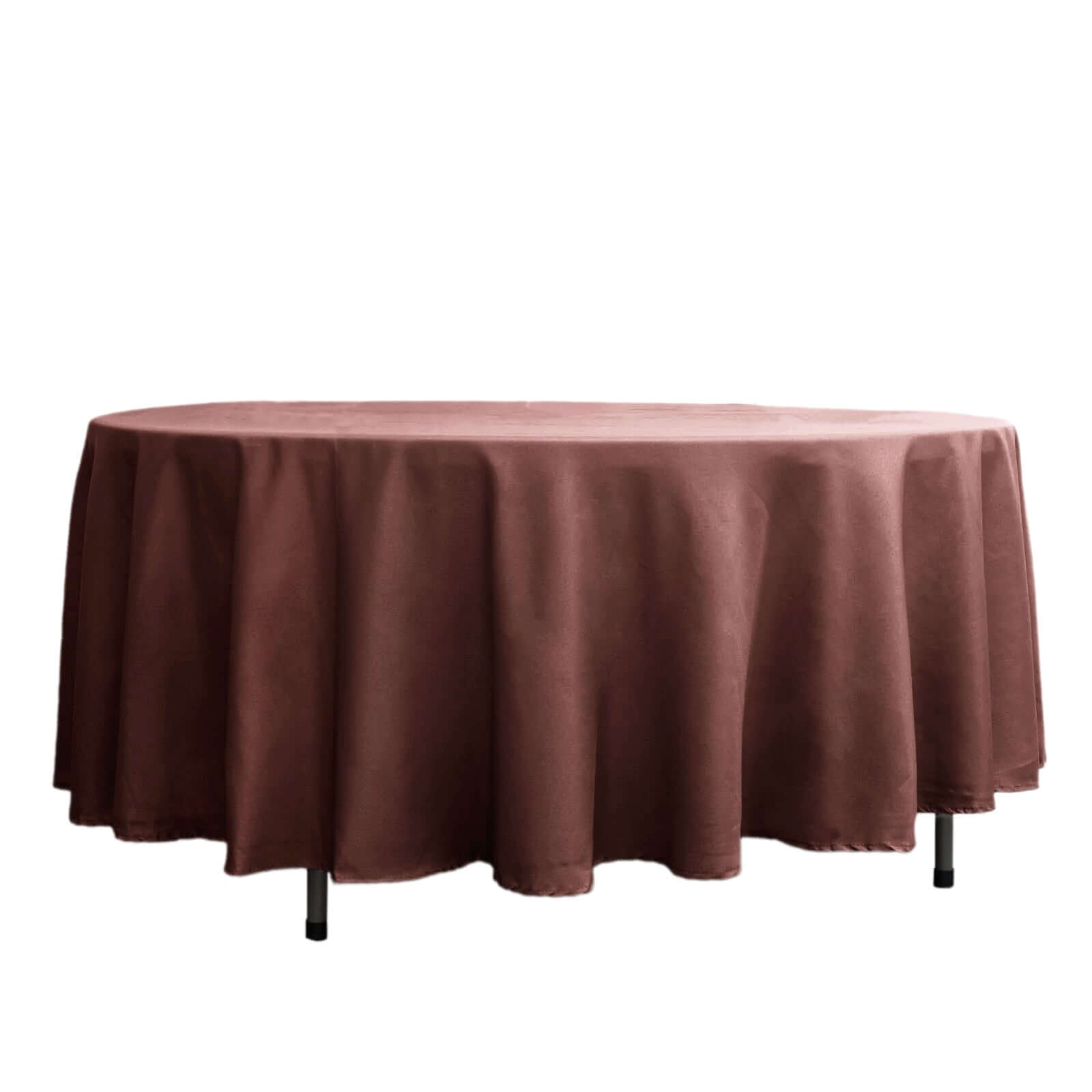 Polyester 108" Round Tablecloth Chocolate - Wrinkle-Resistant Table Cover Tablecloths HIER_2111