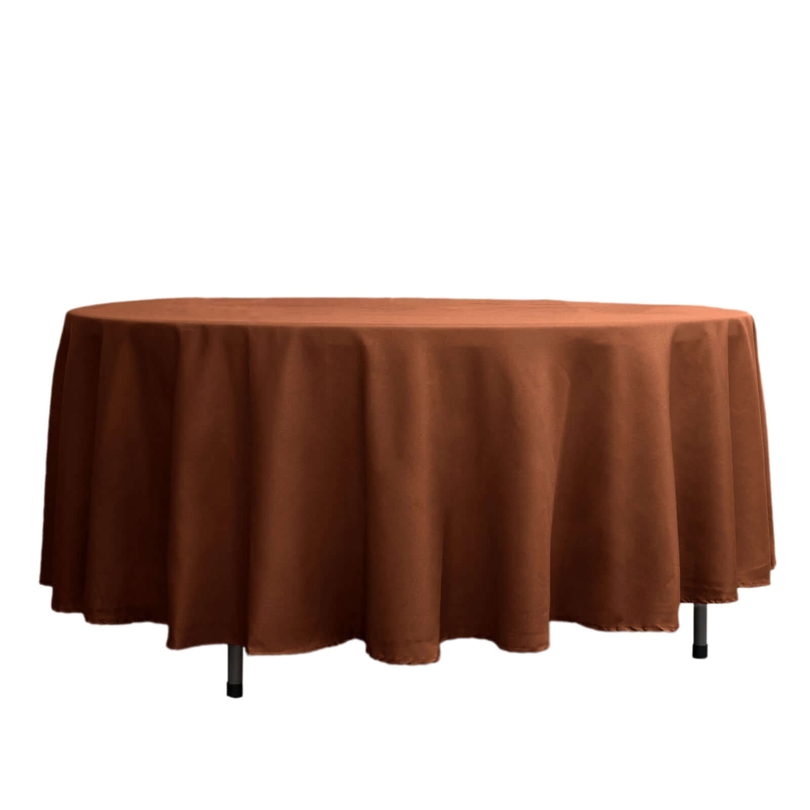 Polyester 108" Round Tablecloth Cinnamon Brown - Wrinkle-Resistant Table Cover Tablecloths HIER_2111